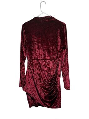 Amazon Women's Mini Dress Burgundy Velvet Long Sleeve